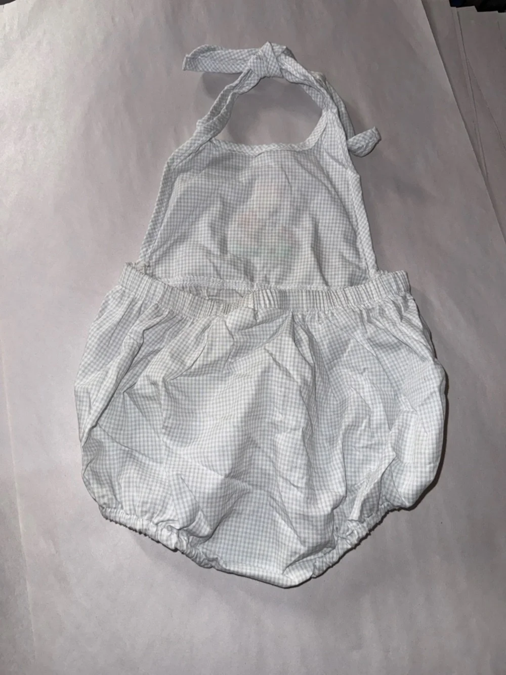 Precious moments vintage 2001 gingham check embroidered  halter baby romper